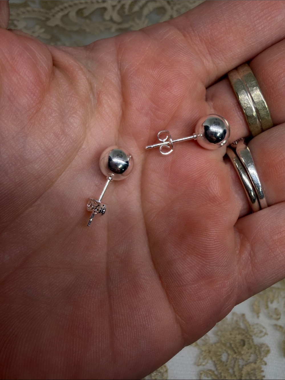 925 Sterling Silver 8mm High Polish Ball Stud Earrings | Old Money mirror ball - Picture 8 of 8
